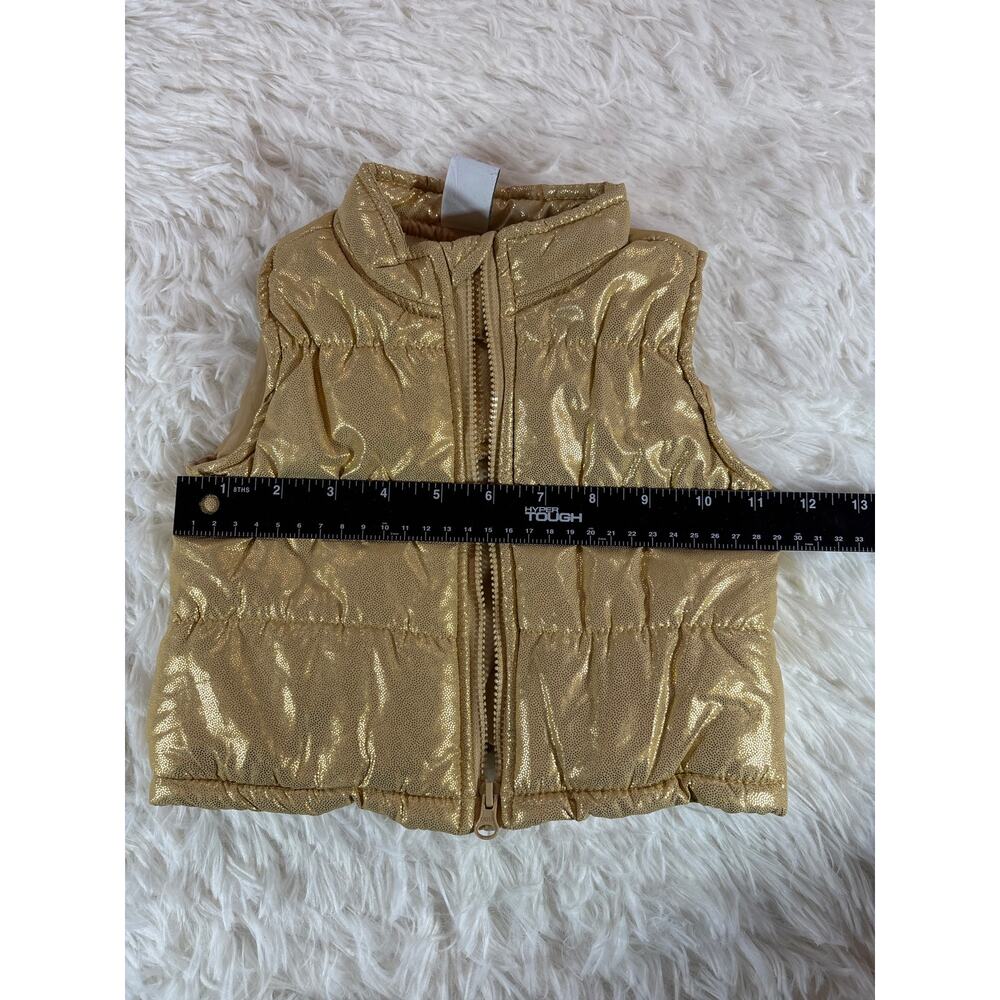 Healthtex Baby 12M Gold Metallic Puffer Vest Shiny Zip Toddler Coat - Picture 3 of 6